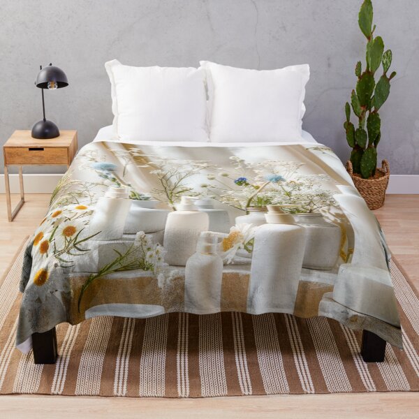 Item preview, Table Laden With White Vases of Flowers - Cosmetics Studio Scenes designed and sold by frequent-art.