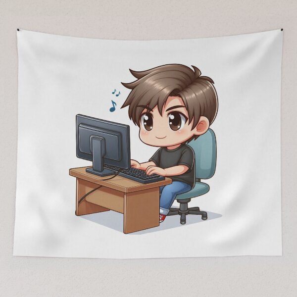 Item preview, Virtual Adventures: Cartoon Character on the Computer designed and sold by daruneenok.