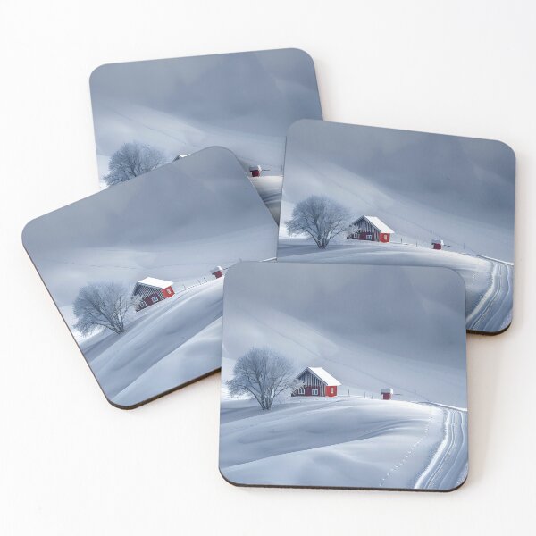 Item preview, Snowy landscape with red house and a majestic tree. designed and sold by Artessie.
