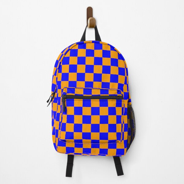 Vista previa del artículo con la obra «Diseño de patrón de cuadros azul naranja», diseñado y vendido por PatternTitan.