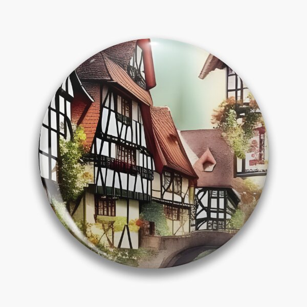Item preview, Watercolor Painting of Picturesque German Town designed and sold by stine1.
