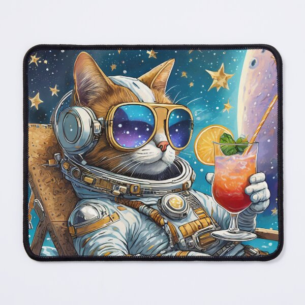 Item preview, cat astronaut drinks a cocktail on the moon designed and sold by m-litomirskaya.