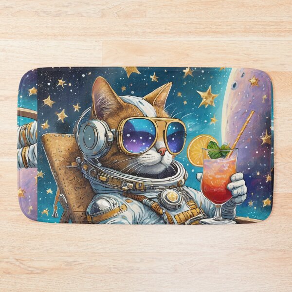 Item preview, cat astronaut drinks a cocktail on the moon designed and sold by m-litomirskaya.