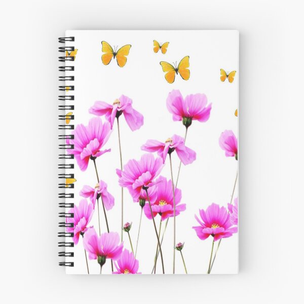 Item preview, FUCHSIA PINK FLOWER & YELLOW BUTTERFLIES designed and sold by sharlesart.