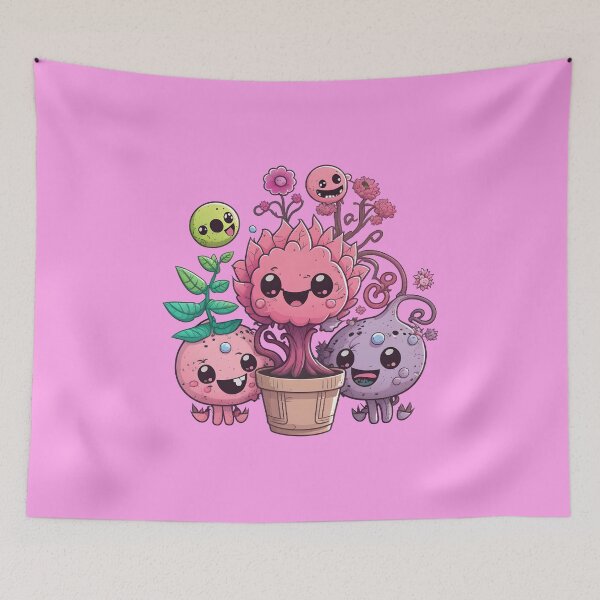 Item preview, Happy Cute Pink Plant Monsters designed and sold by ViviNyks.