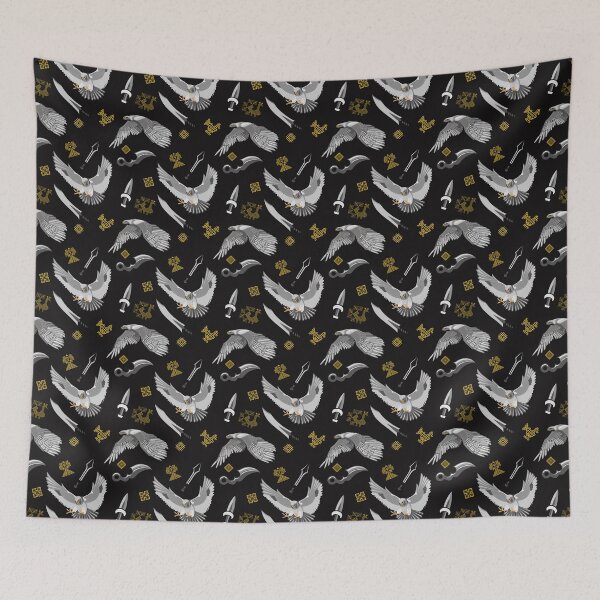 Item preview, pattern with birds and knives designed and sold by AnVag.