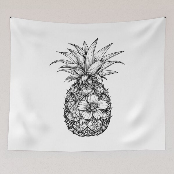 Item preview, Floral Pineapple Noir designed and sold by SQSHD-Pineapple.