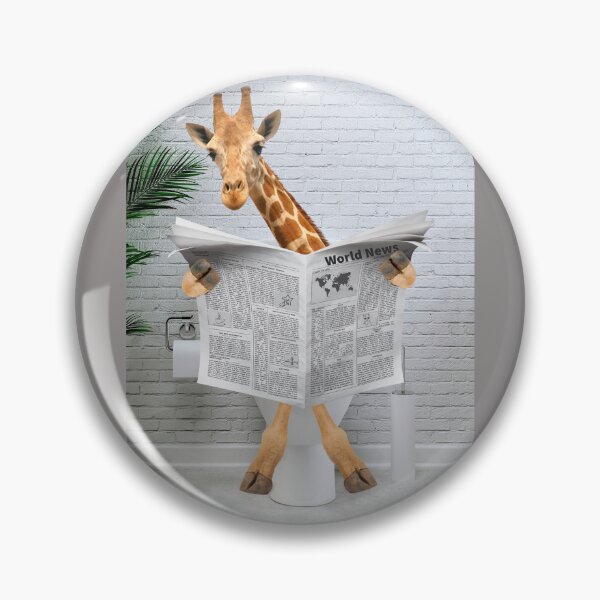 Item preview, Giraffe on Toilet Reading Newspaper  designed and sold by lailashack.