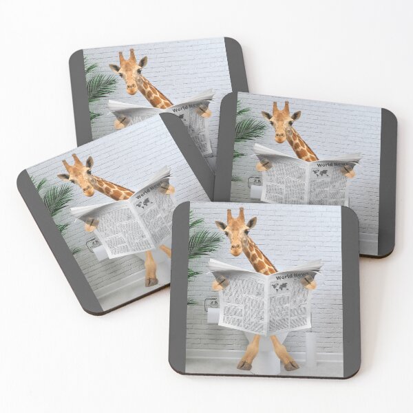 Item preview, Giraffe on Toilet Reading Newspaper  designed and sold by lailashack.