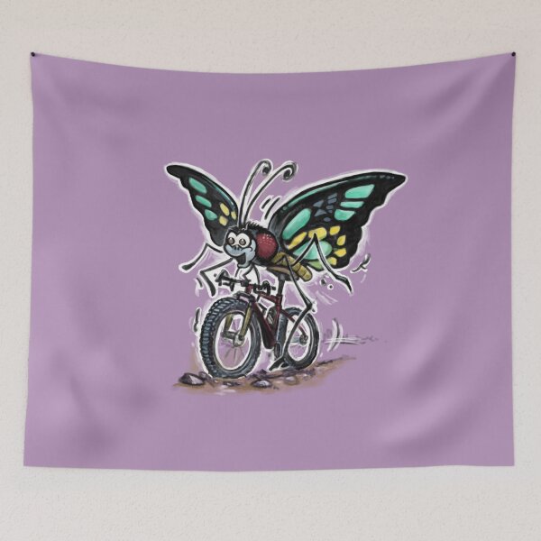 Item preview, Cute Colorful Butterfly on Mountain Bike designed and sold by Patrice Audet Illustration.