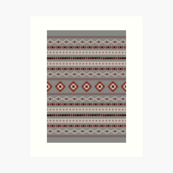 Aperçu de l'œuvre Aztèque Rouille Crème Marron Gris Motifs Mixtes Motif créée et vendue par NataliePaskell.