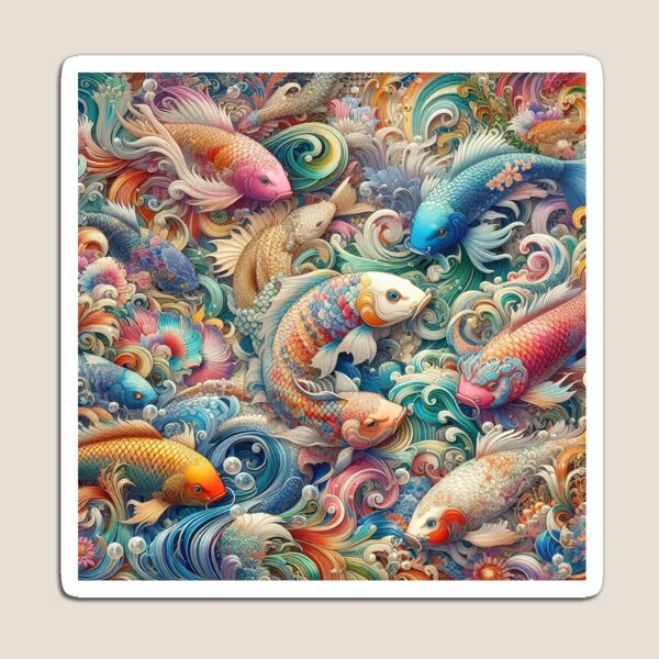 Item preview, Spectacular Colorful Gold Fish Pattern  designed and sold by DigiDreamyArt.
