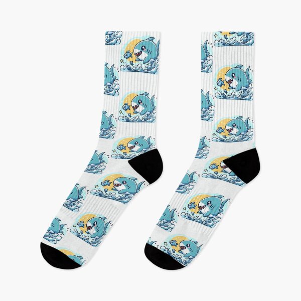 Item preview, Little Cute Shark Catching Fish designed and sold by Brzdacu.