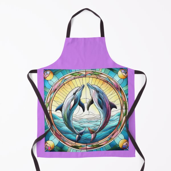 Item preview, Dancing Dolphins Stained Glass design designed and sold by CattyCornerPOD.
