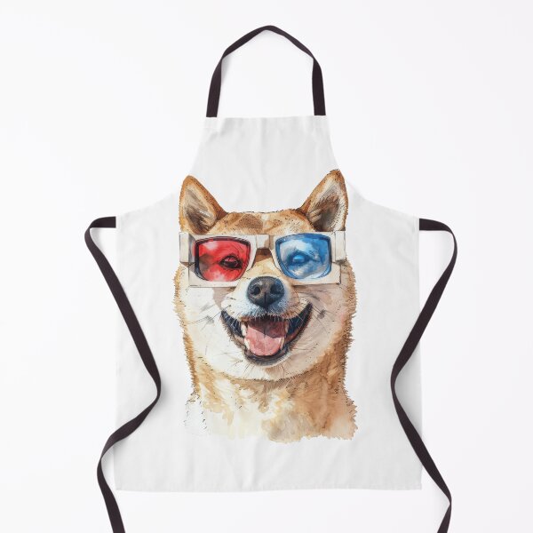 Item preview, Shiba Inu con gafas 3-D de la vieja escuela, en estilo acuarela designed and sold by Wormy-23.