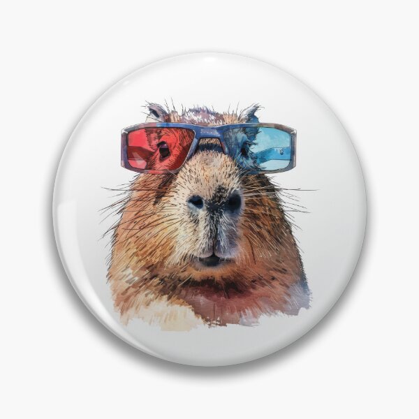 Item preview, Capybara Wearing Old School 3-D Glasses, In Watercolour Style designed and sold by Wormy-23.