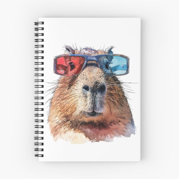 Item preview, Capybara Wearing Old School 3-D Glasses, In Watercolour Style designed and sold by Wormy-23.