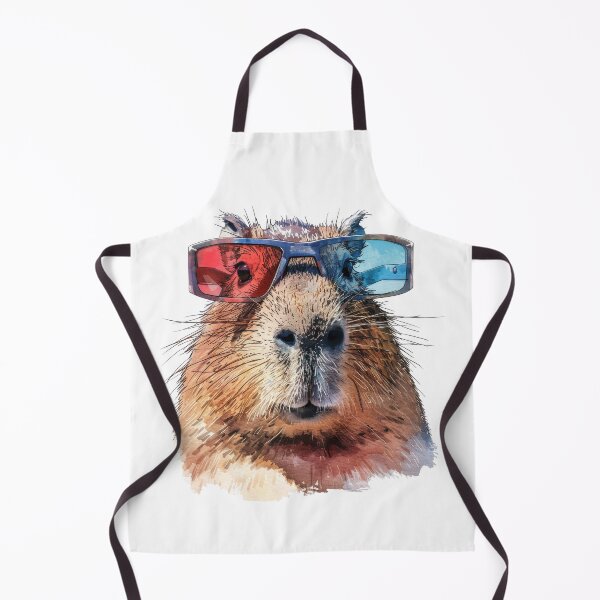 Item preview, Capybara Wearing Old School 3-D Glasses, In Watercolour Style designed and sold by Wormy-23.