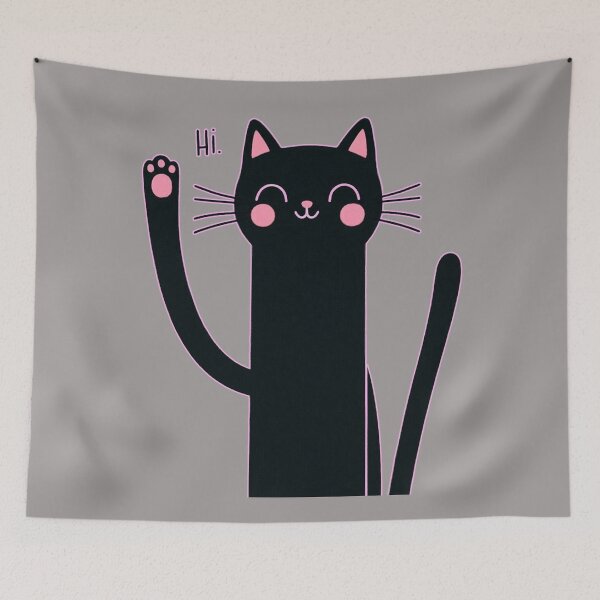 Item preview, Black Cat  Pink Ear Say Hi  so Cute designed and sold by Nanthanon.
