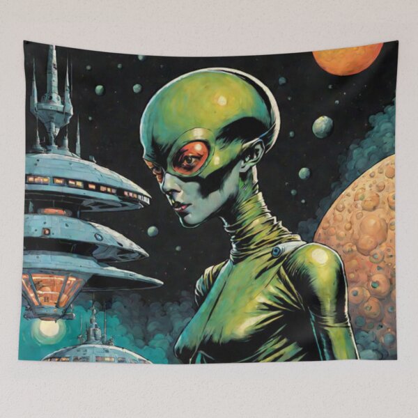 Item preview, Space Woman Retro Art designed and sold by Planetporridge.