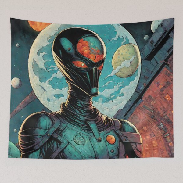 Item preview, Retro Space Alien Art designed and sold by Planetporridge.