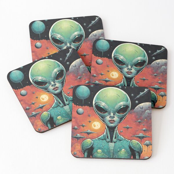 Item preview, Retro Space Alien Woman Art  designed and sold by Planetporridge.