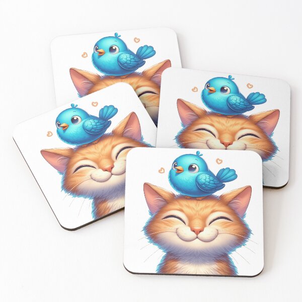 Item preview, Chirpy Companions: Whimsical Cat and Bird designed and sold by 3MillsDesign.