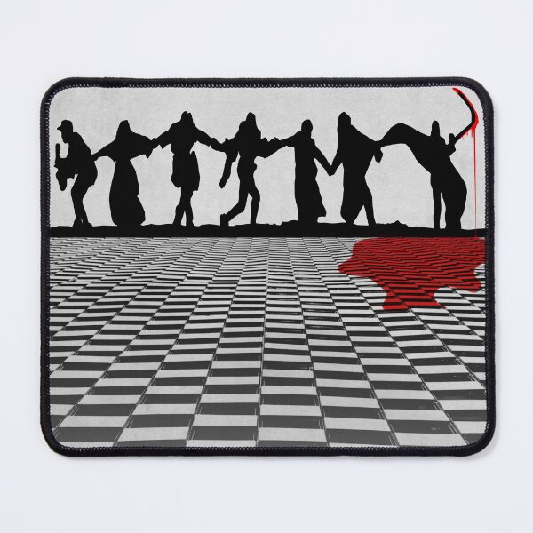 Item preview, The Seventh Seal by Ingmar Bergman with Max von Sydow 1957. Alternative Swedish historical fantasy chess movie art quote designed and sold by cinemadnesshirt.