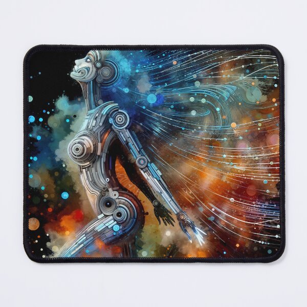 Item preview, futuristic woman walk on colorful elements  designed and sold by Creative88Art.