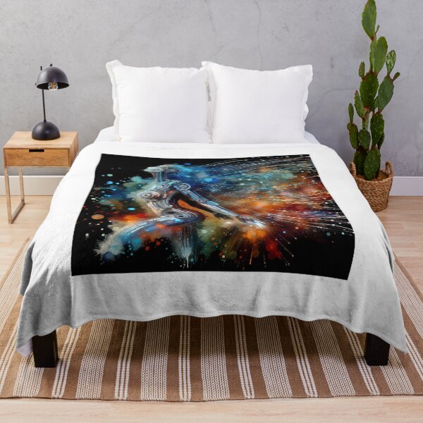 Item preview, futuristic woman walk on colorful elements  designed and sold by Creative88Art.