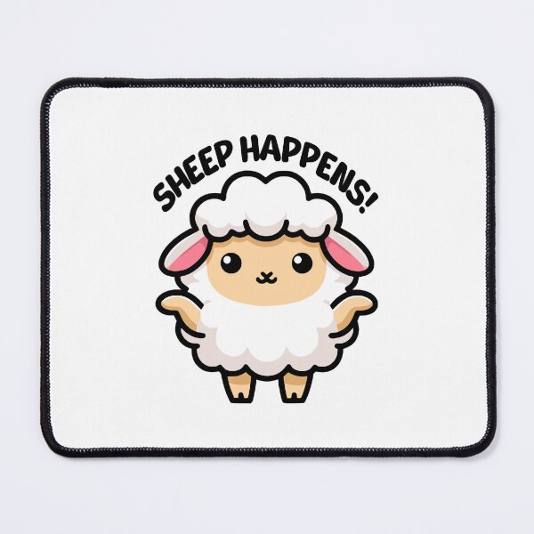 Item preview, Sheep Happens! Cute Sheep Pun designed and sold by PMCreative.