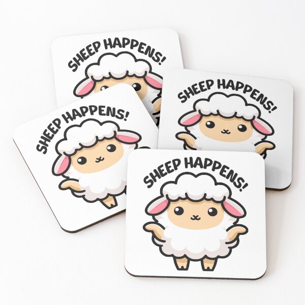 Item preview, Sheep Happens! Cute Sheep Pun designed and sold by PMCreative.