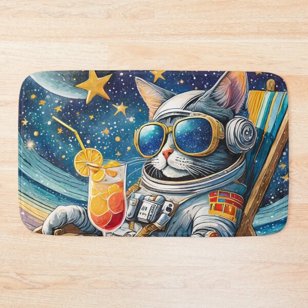 Item preview, cat astronaut drinks a cocktail on the moon designed and sold by m-litomirskaya.