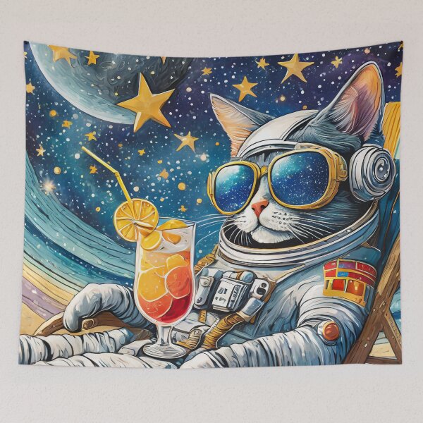 Item preview, cat astronaut drinks a cocktail on the moon designed and sold by m-litomirskaya.
