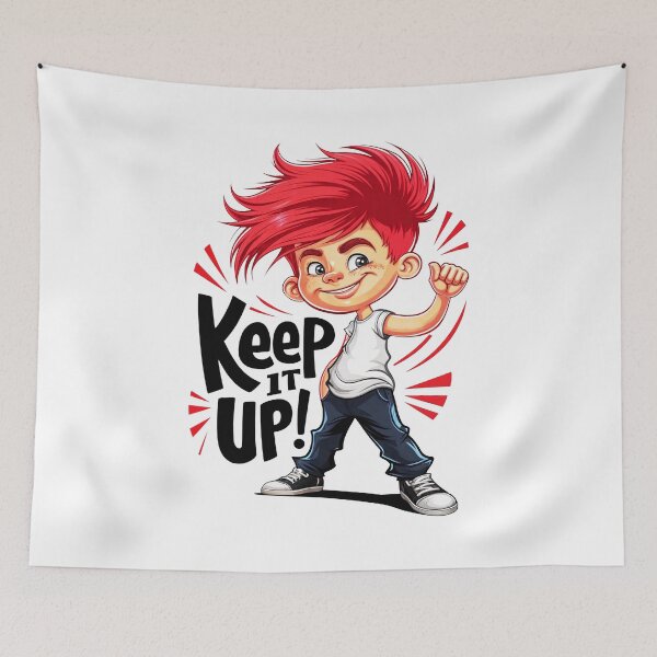 Item preview, Keep it Up, Redhead! A Motivational Poster with a Determined Boy designed and sold by SplashTastic.