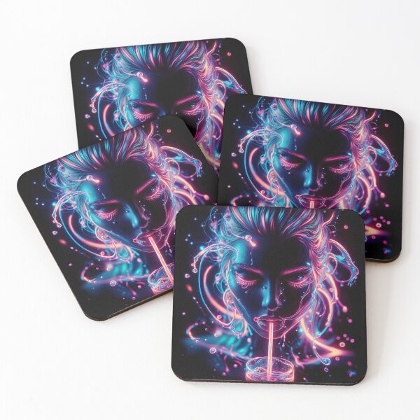 Item preview, neon woman drink design drops portrait designed and sold by Creative88Art.
