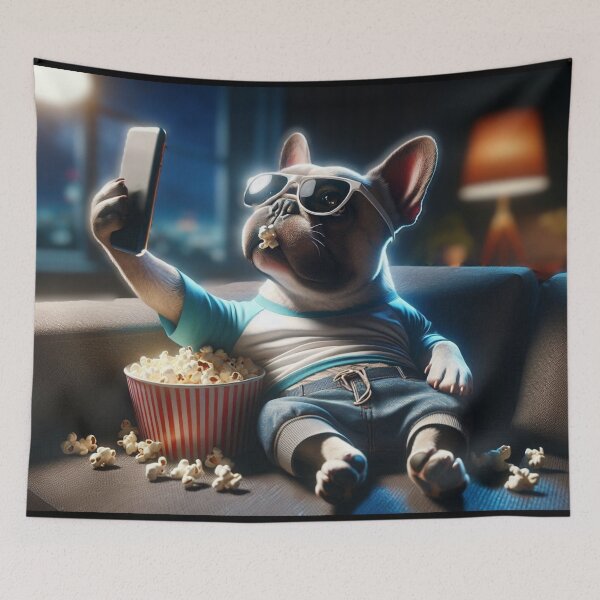 Item preview, French Bulldog Celebrity Taking a Selfie while Chilling at Home designed and sold by TheDogOnIt.