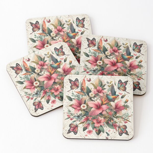 Item preview, Floral Butterflies geometric abstract art  designed and sold by ZulryLifestyles.