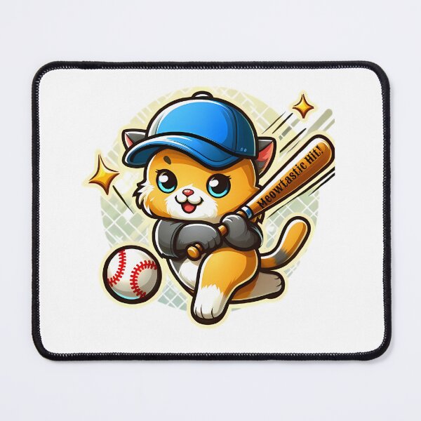 Item preview, Cartoon Cat Baseball, Meowtastic Hit! designed and sold by beyazart.
