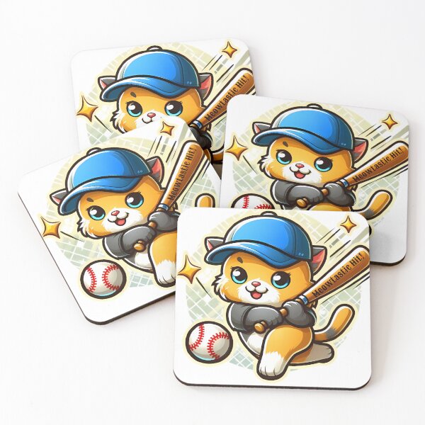 Item preview, Cartoon Cat Baseball, Meowtastic Hit! designed and sold by beyazart.