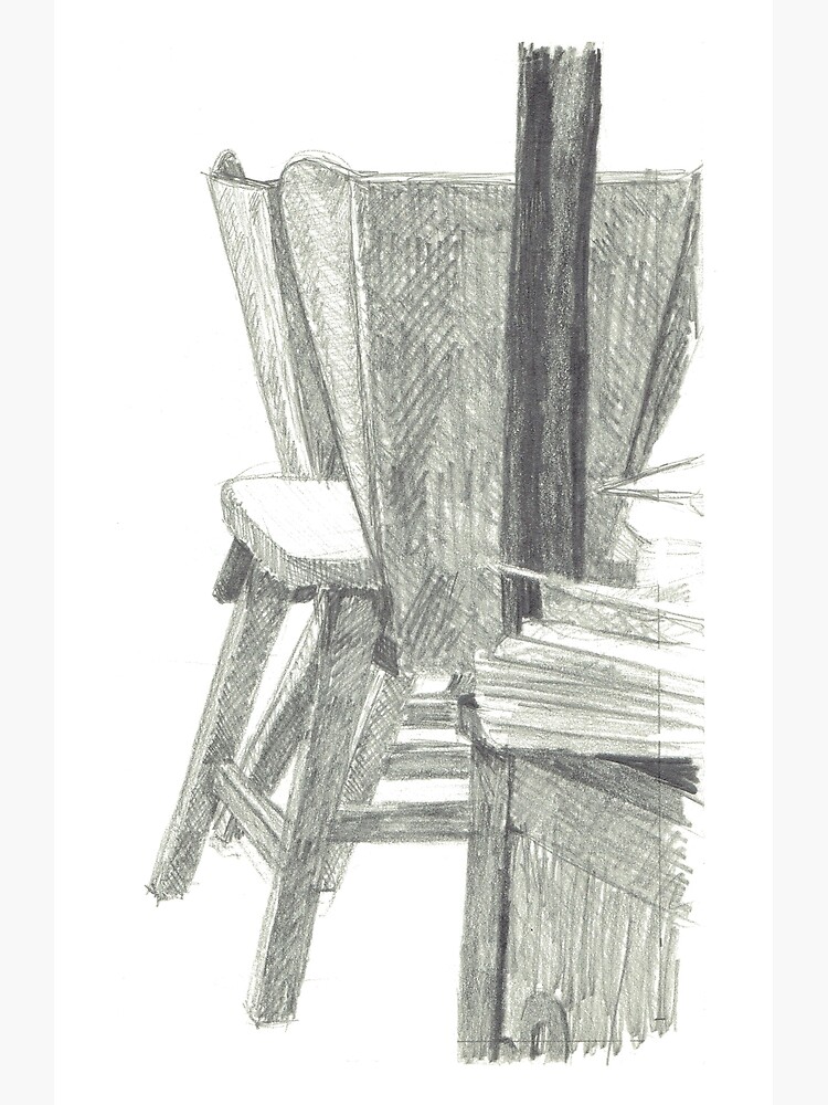 Thumbnail 3 of 3, Photographic Print, Rec Room Chairs 1: pencil drawing. designed and sold by Dustwood-Media.