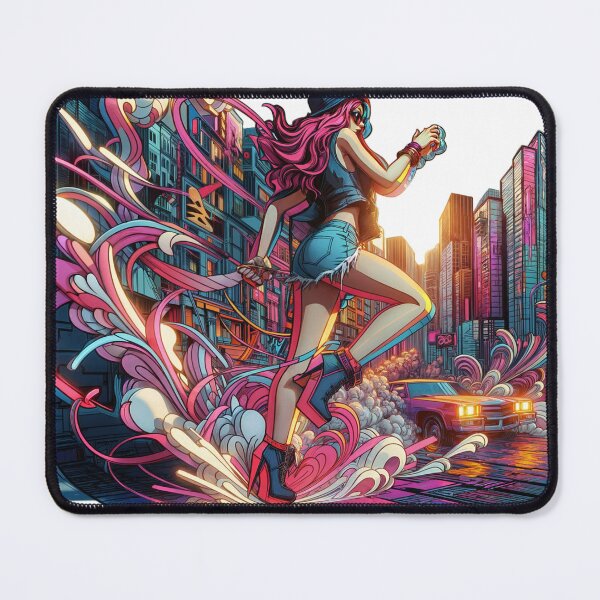 Item preview, isolated color design,female running,3D city designed and sold by Creative88Art.