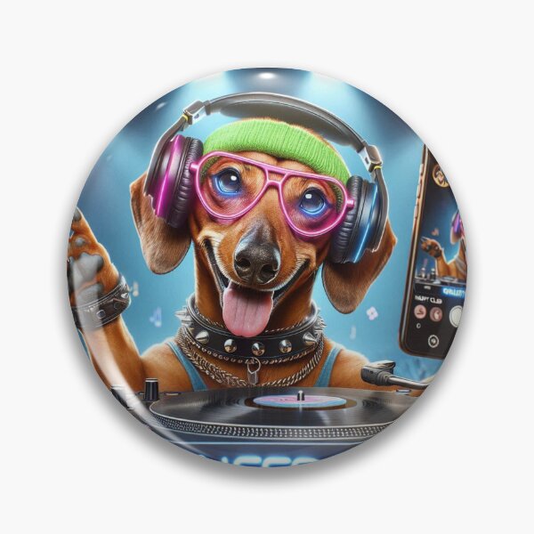 Item preview, Dachshund Celebrity DJ Spinning while Taking a Selfie designed and sold by TheDogOnIt.