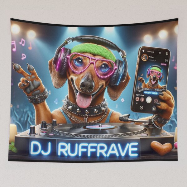 Item preview, Dachshund Celebrity DJ Spinning while Taking a Selfie designed and sold by TheDogOnIt.