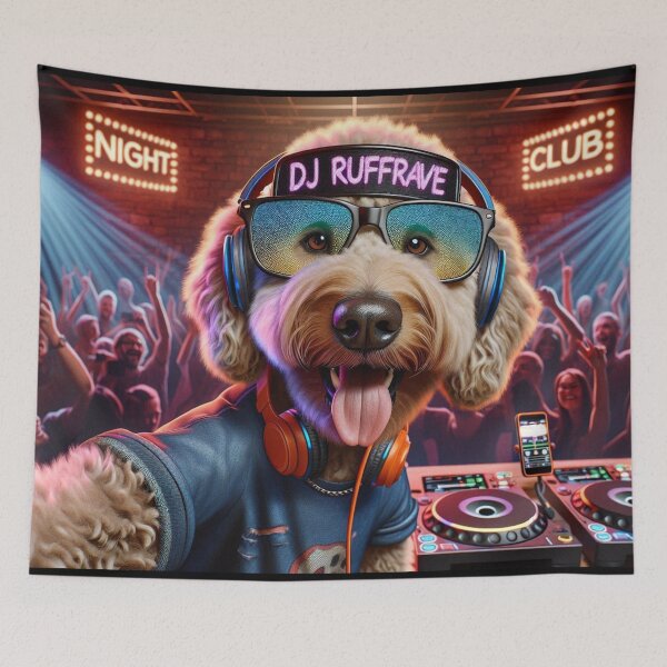 Item preview, Labradoodle Celebrity DJ Spinning while Taking a Selfie designed and sold by TheDogOnIt.