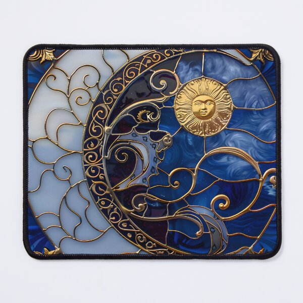 Item preview, Celestial Harmony: Half Moon and Sun Stain Glass Art designed and sold by mebraart.