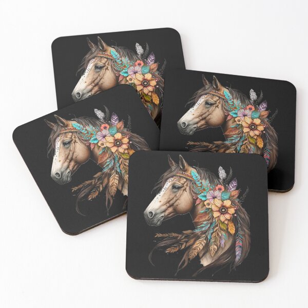 Item preview, Wild Horse Flowers Feather Indian T-shirt designed and sold by Grindcorer.