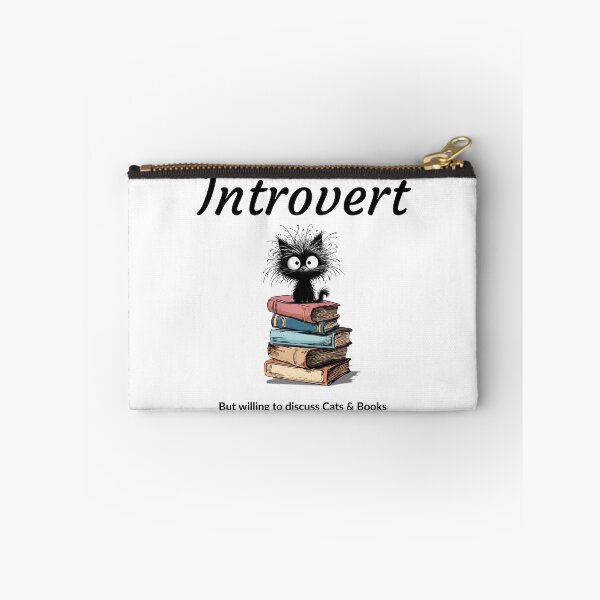 Item preview, Introvert, But Willing to Discuss Cats and Books  designed and sold by catscaffeinated.