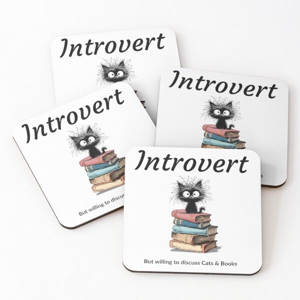Item preview, Introvert, But Willing to Discuss Cats and Books  designed and sold by catscaffeinated.