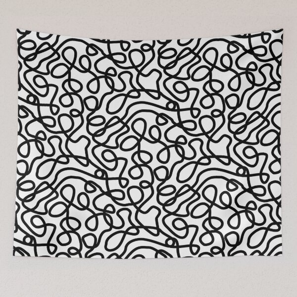 Item preview, scribble squiggle black and white abstract line art designed and sold by wordznart.